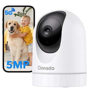 Cinnado Security Camera Indoor-2K 360° WiFi Cameras for Home Security，Pet/Dog/Baby Camera with Phone app, 2-Way Audio, Night Vision, 24/7 SD Card Storage, Works with Alexa & Google Home (2.4Ghz)-D1
