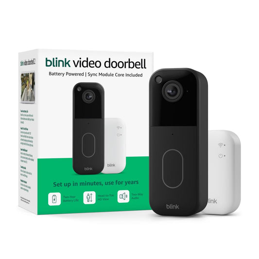 Blink Video Doorbell (newest model) – Head-to-toe HD view, two-year battery life, and simple setup. Sync Module Core included – System (White)
