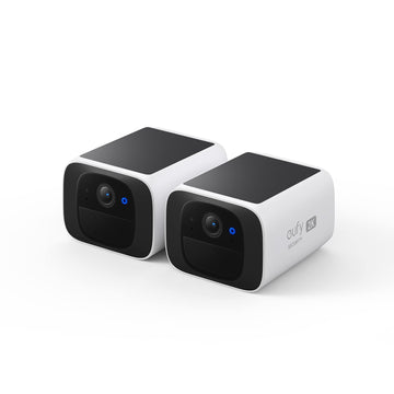 eufy Security SoloCam S220 2-Cam Pack, Solar Security Camera, Wireless Outdoor Camera, Continuous Power, 2K Resolution, Wireless, 2.4 GHz Wi-Fi, No Monthly Fee, HomeBase 3 Compatible