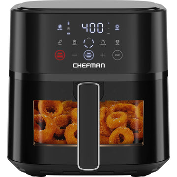 Chefman Air Fryer – 6 QT Compact Airfryer for Quick & Easy Meals in Minutes, Features Hi-Fry Technology for Extra Crisp, Touchscreen Controls with 4 Presets, Nonstick & Dishwasher Safe Basket - Black