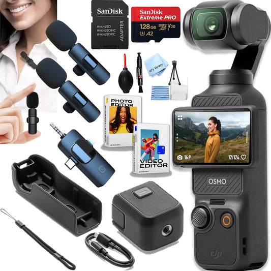 DJI Osmo Pocket 3 Creator Combo, 1'' CMOS, 4K Resolution/120fps Vlog Camera, 3-Axis Stabilization, Face/Object Tracking, Mic Included for Clear Sound, Digital Camera for YouTube
