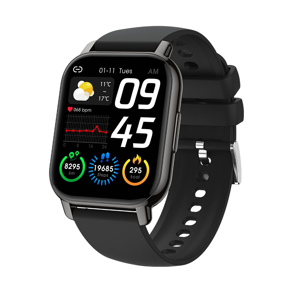  Full Black color smartwatch with a digital display