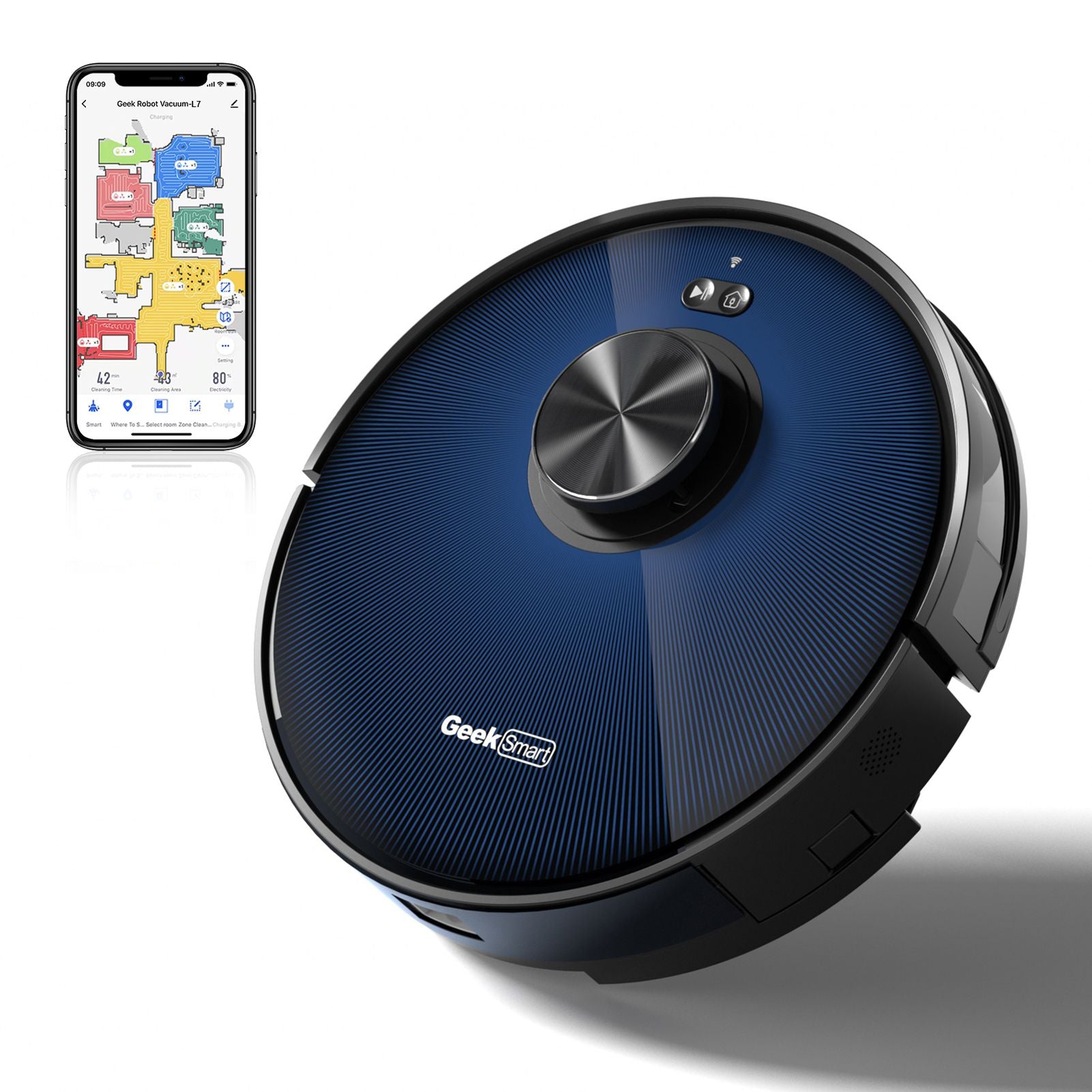Robotic vacuum cleaner with smartphone app 