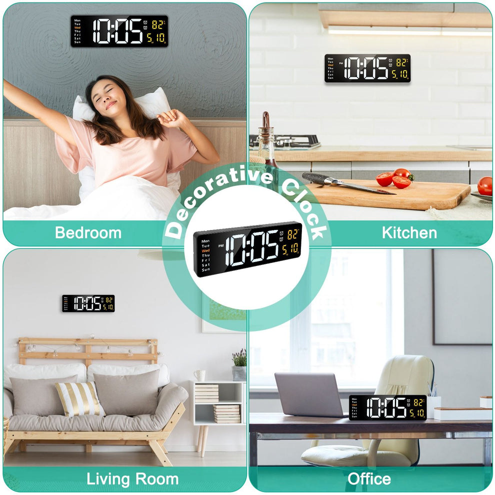 Remote Control Led Message Clock Digital 15.7in LED Digital Wall Clock with Remote Control 10 Level Brightness