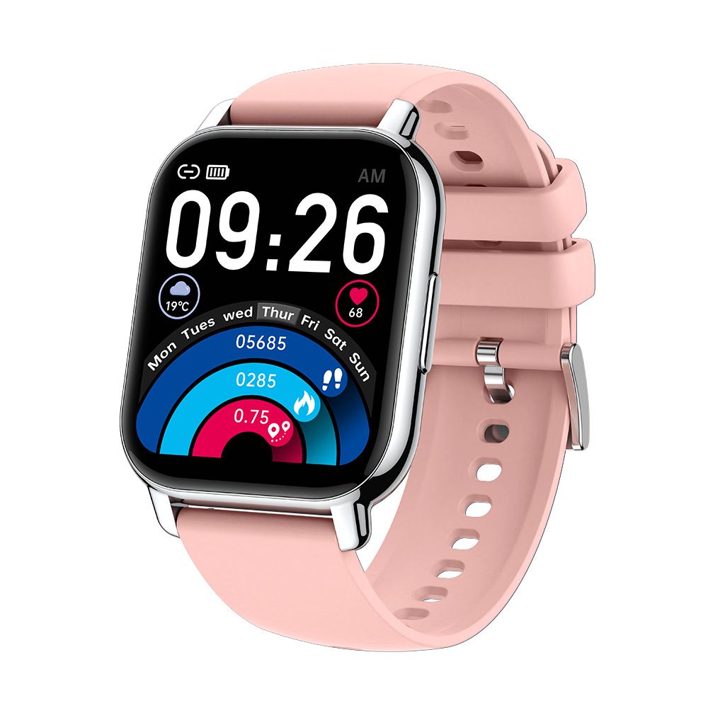 Smartwatch with a pink strap 