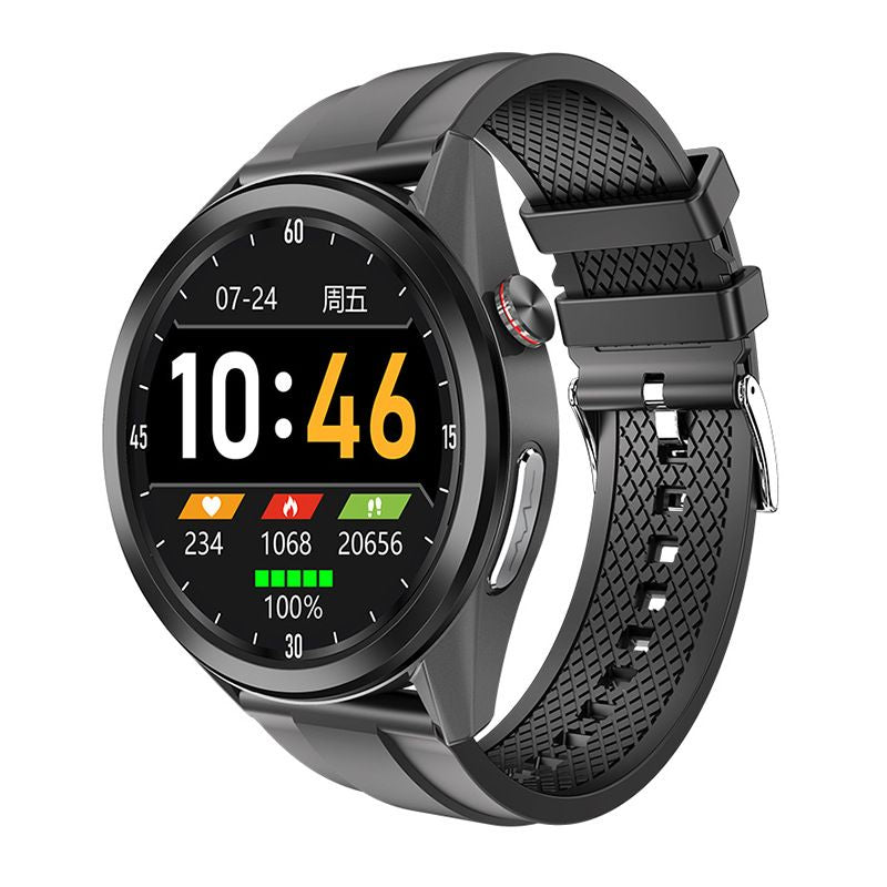 Black smartwatch with a digital display 