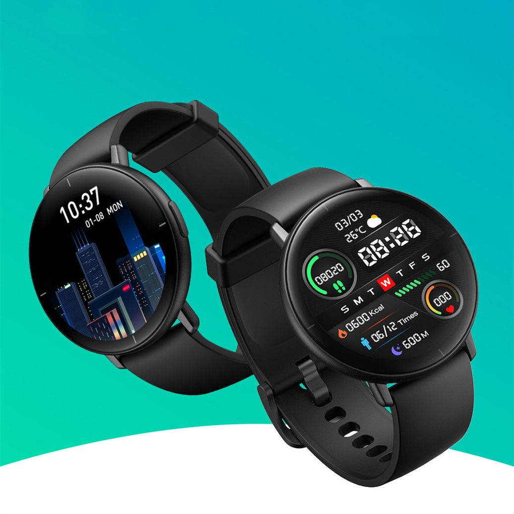 Two different Black color smartwatches with digital display