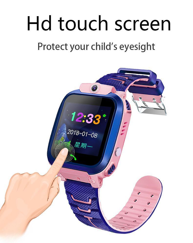 Smartwatch with pink and blue band 
