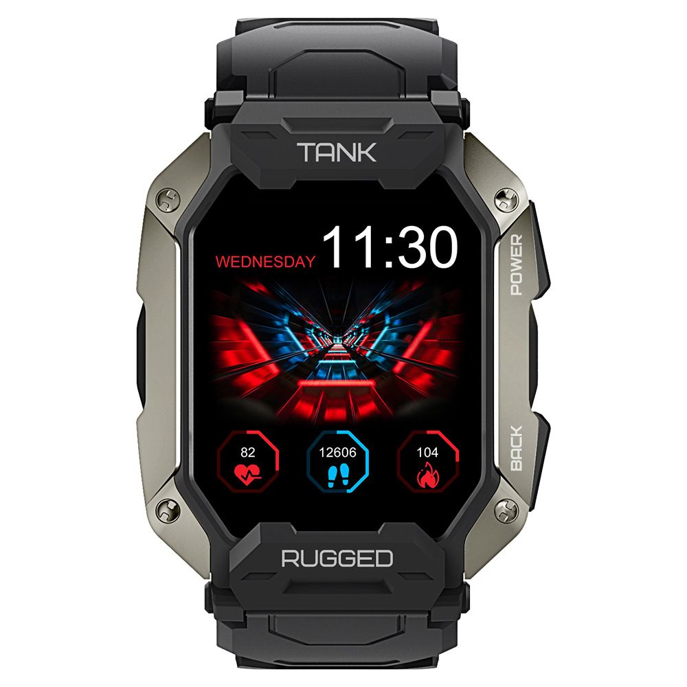 Rugged smartwatch with a black and gray design 