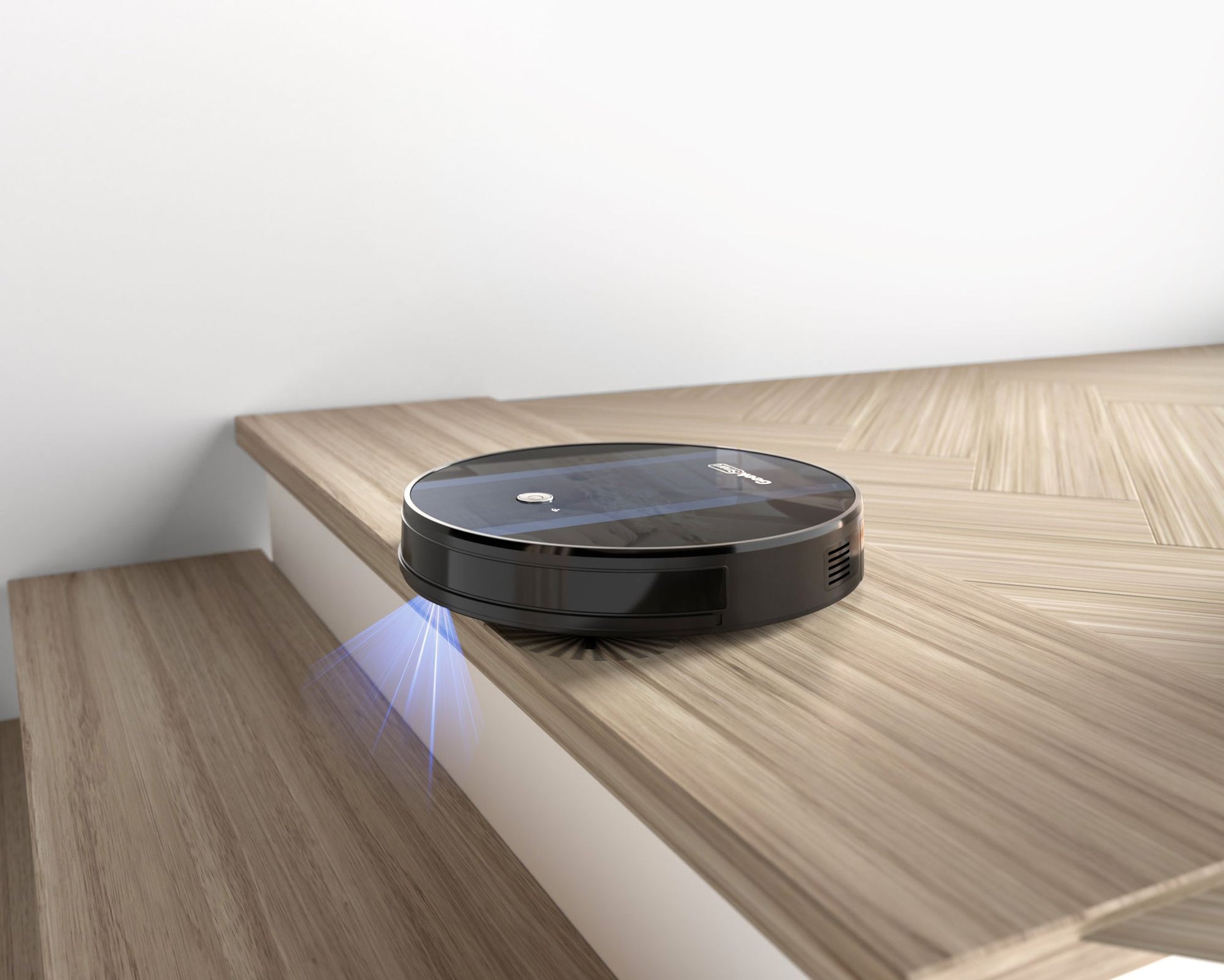 Robotic vacuum cleaner on a wooden surface 