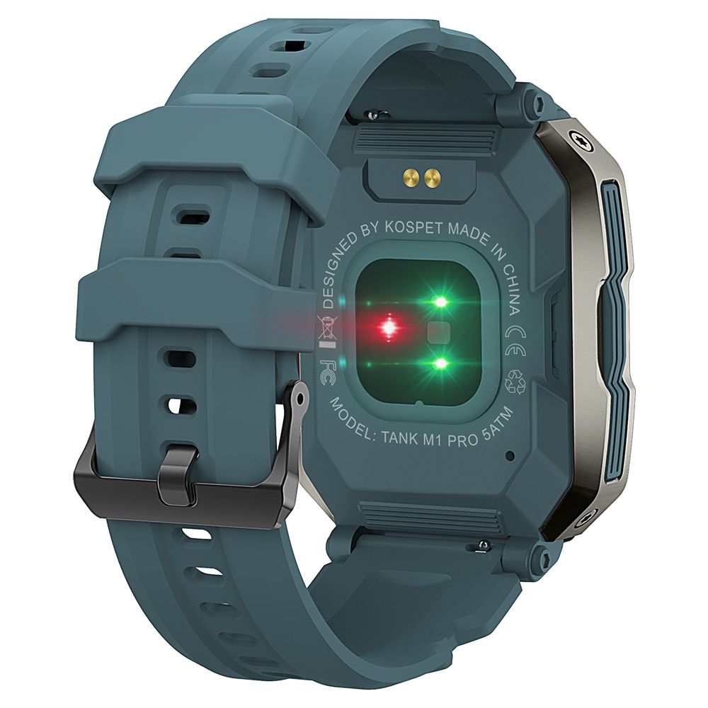 Teal rugged smartwatch with visible brand name 