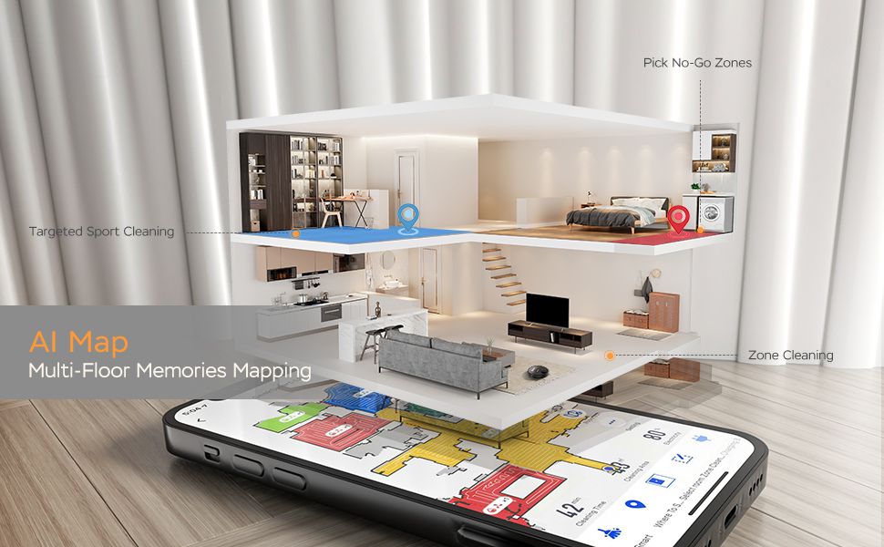 smartphone displaying a 3D floor plan 