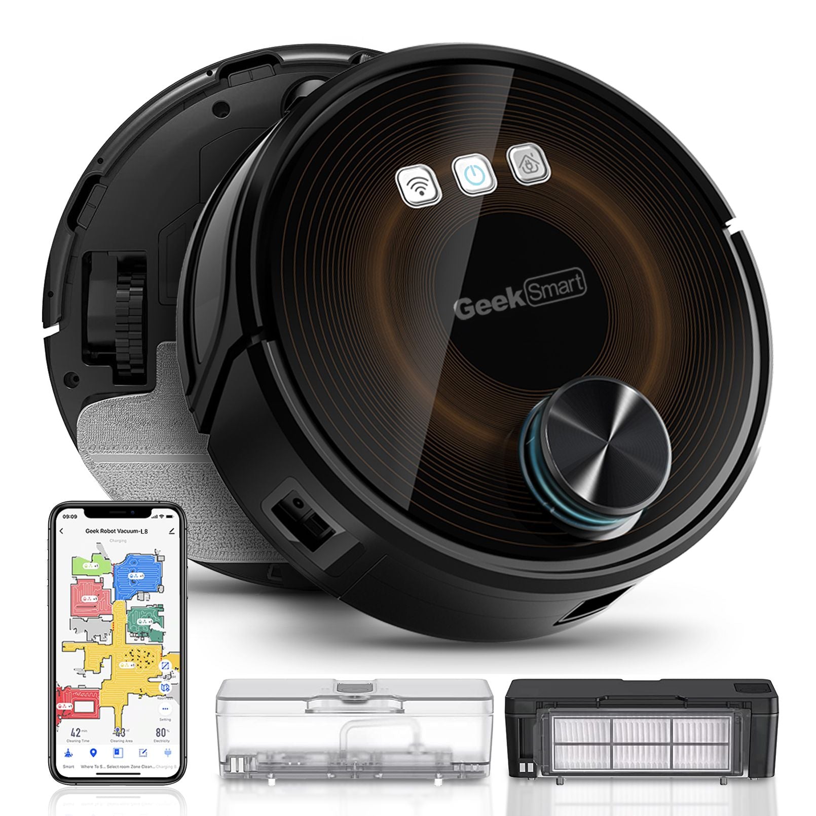 GeekSmart robot vacuum cleaner with smartphone app and filters