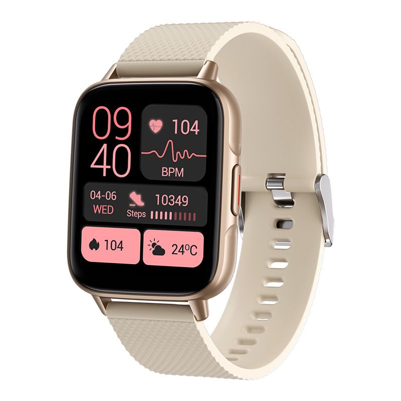 Smartwatch with a beige strap