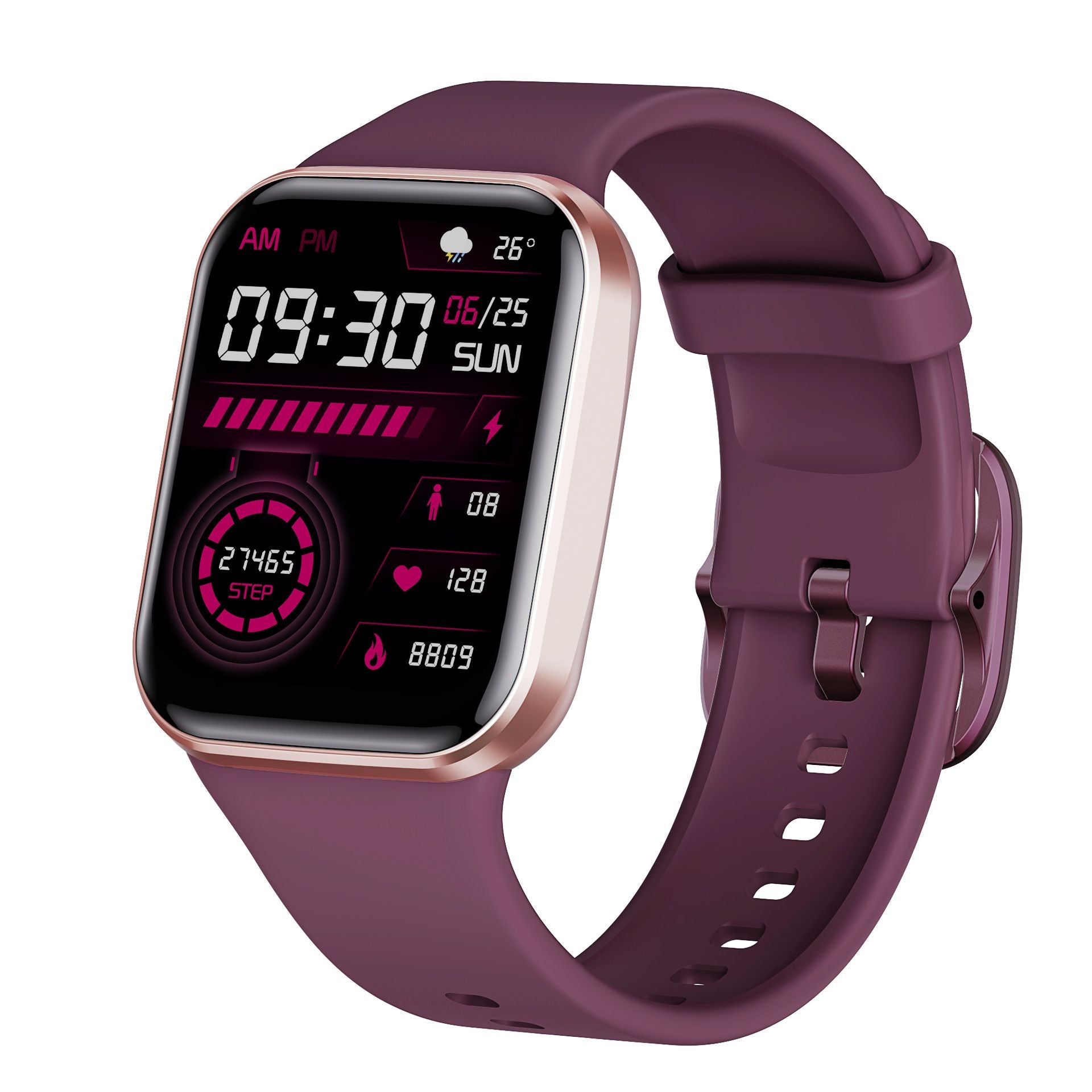 Smartwatch with a purple band 