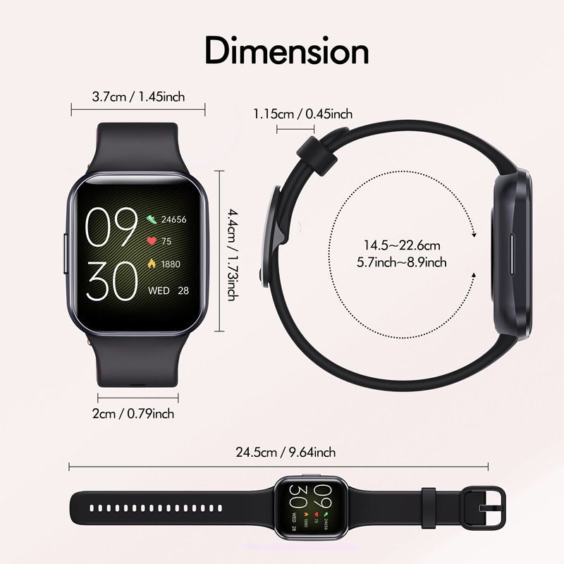 dimensions displayed smartwatch