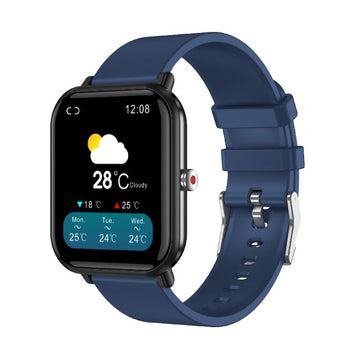 smartwatch with a square face and a bule silicone